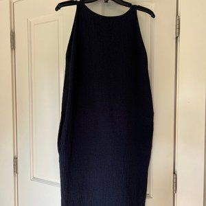 Black Crane navy blue textured sleeveless midi cocoon dress - XS